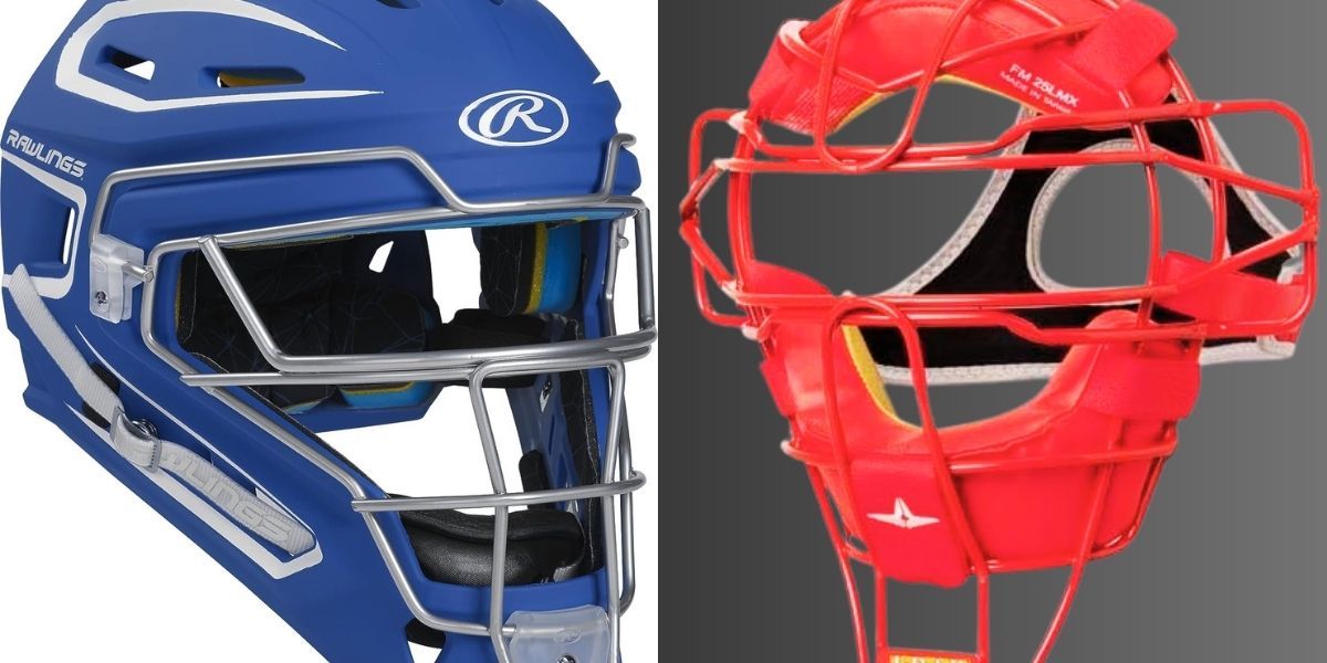 A traditional two-piece helmet and a hockey-style helmet side by side